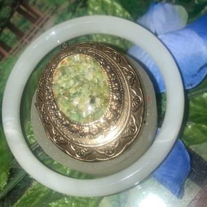 White bangle and vintage keepsake